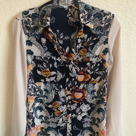 Express Tops - Express Portfino Slim Fit Button Down Blouse